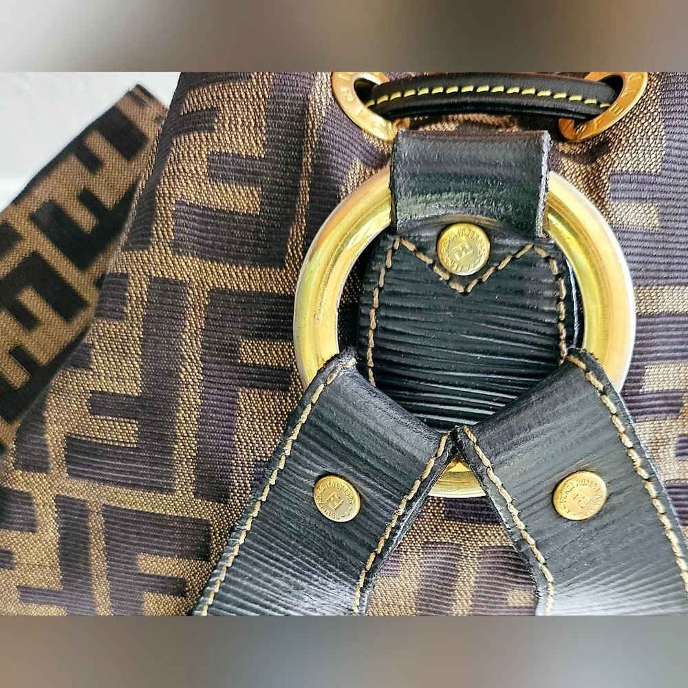 Fendi Brown Zucca Large Drawstring Backpack